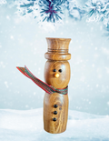 Wooden snowman red and green scarf 6 inches